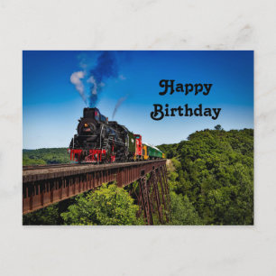 Cartão Postal Vintage Train Bridge Photo Birthday