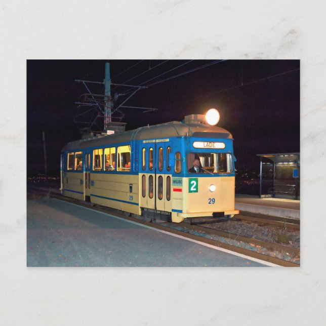 Cartão Postal Vintage tram in Trondheim, Noruega (Frente)