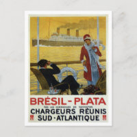 Vintage transatlântico para o Brasil Plata e poste