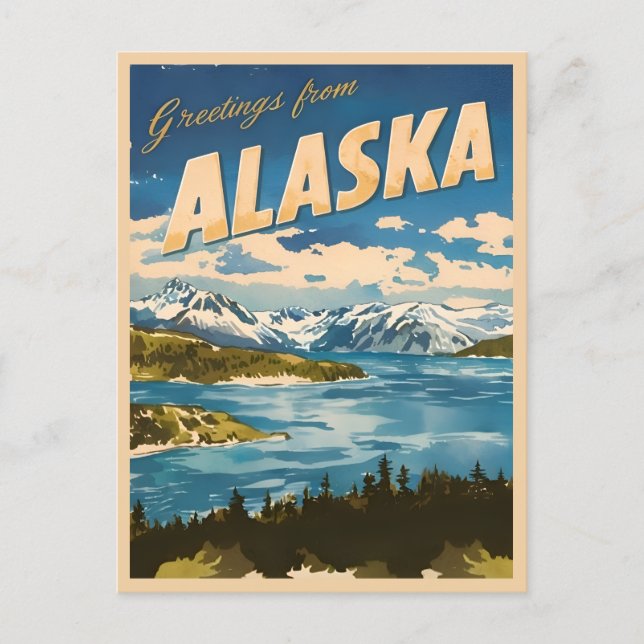 Cartão Postal Vintage Travel Alaska Paisagem Natural Retro  (Frente)