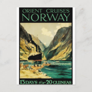 Cartão Postal Vintage Travel Poster: Orient Cruises - Norway