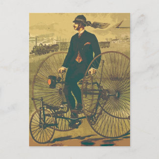 Cartão Postal Vintage Tricycle Gentleman Mustache Engraçado