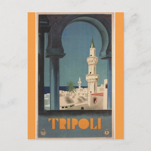 Cartão Postal Vintage Tripoli Líbia Viagem (Frente)