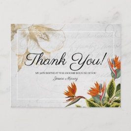 Cartão Postal Vintage Tropical Flowers Obrigado