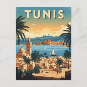 Cartão Postal Vintage Tunis Tunísia Viagem