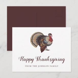 Cartão Postal Vintage Turkey Happy Graças