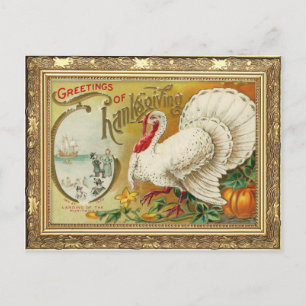 Cartão Postal Vintage Turquia e Pumpkin Ação de Graças