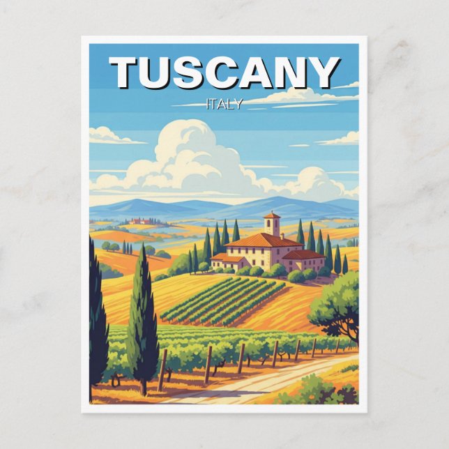 Cartão Postal Vintage Tuscany - Villa Italiano (Frente)