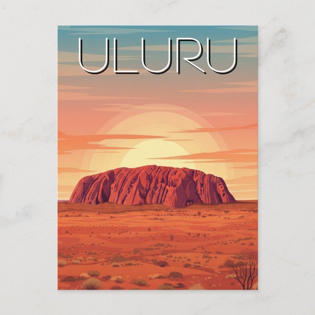 Cartão Postal Vintage Uluru Austrália Sunset (Frente)
