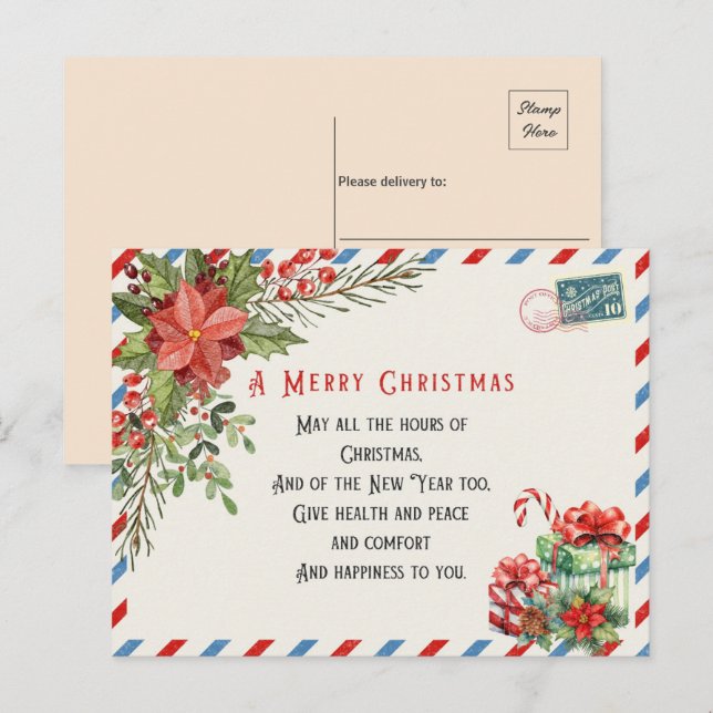 Cartão Postal Vintage Um Feliz Natal (Frente/Verso)