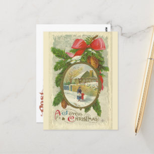 Cartão Postal Vintage Uma Marcha de Natal Feliz com a Mãe