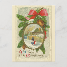Cartão Postal Vintage Uma Marcha de Natal Feliz com a Mãe