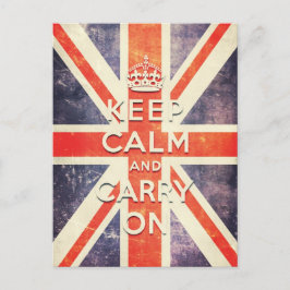 Cartão Postal Vintage Union Jack flag mantenha calma e carregar