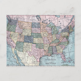 Cartão Postal Vintage USA Map