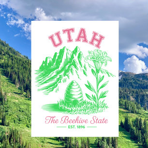 Cartão Postal Vintage Utah O Estado da Colmeia Montanha Lírio Se