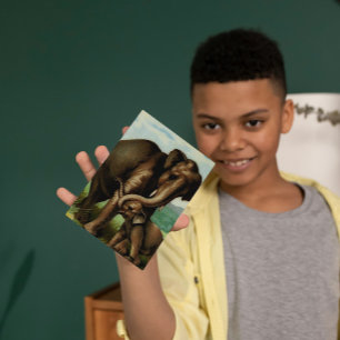 Cartão Postal Vintage, vaca elefante com seu bezerro