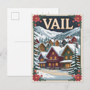 Cartão Postal Vintage Vail Colorado ao ar livre inverno neve esq