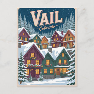 Cartão Postal vintage Vail colorado ao ar livre inverno neve esq