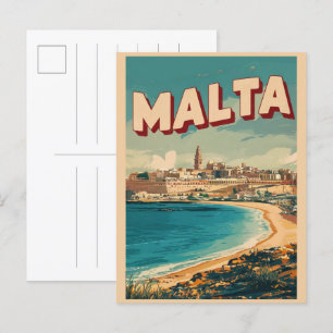Cartão Postal Vintage Valletta, lembranças e presentes de viagem