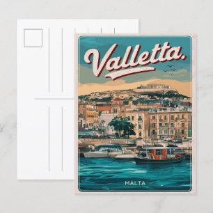 Cartão Postal Vintage Valletta, lembranças e presentes de viagem