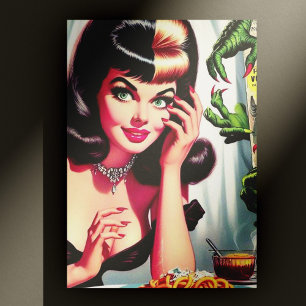 Cartão Postal Vintage Vampire Woman