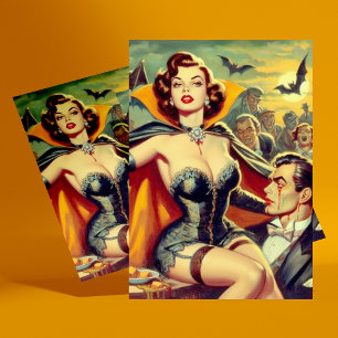 Cartão Postal Vintage Vampire Woman
