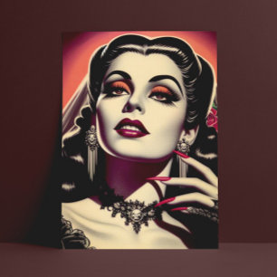 Cartão Postal Vintage Vampire Woman