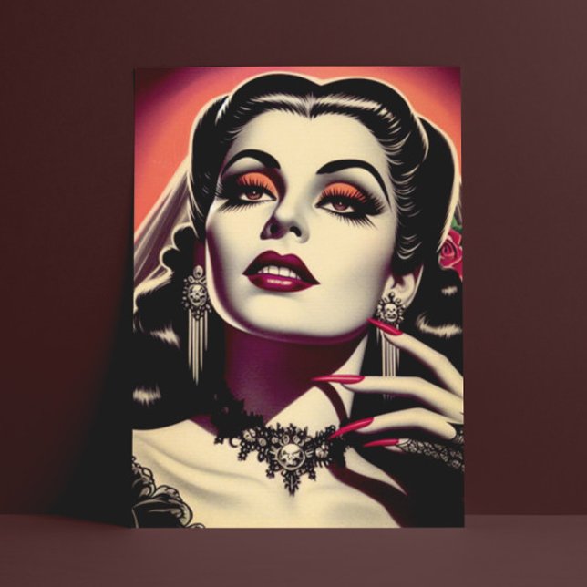 Cartão Postal Vintage Vampire Woman (Criador carregado)
