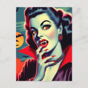 Cartão Postal Vintage Vampire Woman