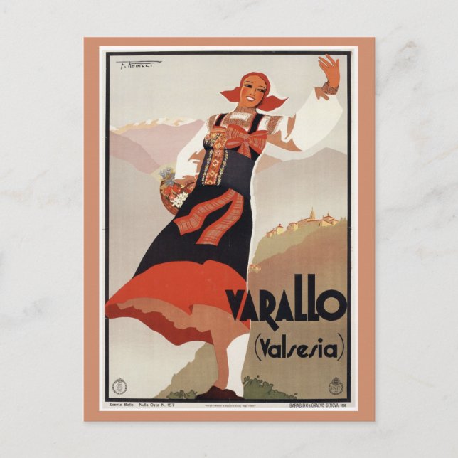 Cartão Postal Vintage Varallo Itália Viagem Turismo (Frente)