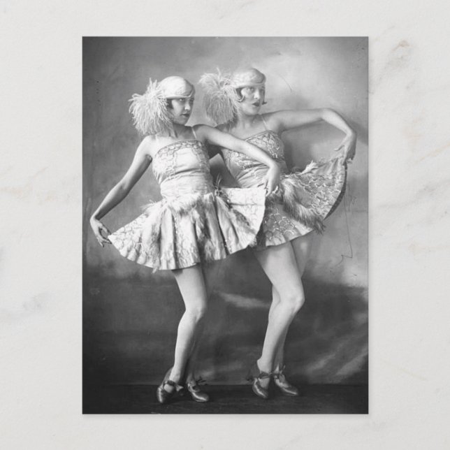 Cartão Postal Vintage Vaudeville Dançarinos Retro Glam (Frente)