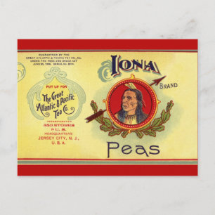 Cartão Postal Vintage Vegetal Pode Rotular Arte, Iona Marca Ervi