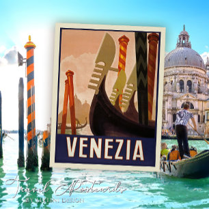 Cartão Postal Vintage Veneice Itália Viagem