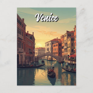 Cartão Postal Vintage Veneice Itália Viagem Souvenir