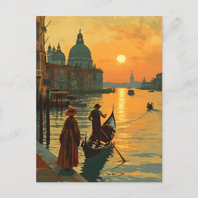 Cartão Postal Vintage Veneice Sunset (Frente)