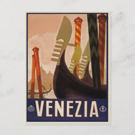 Cartão Postal Vintage Venezia | Poster de viagens Veneza Itália