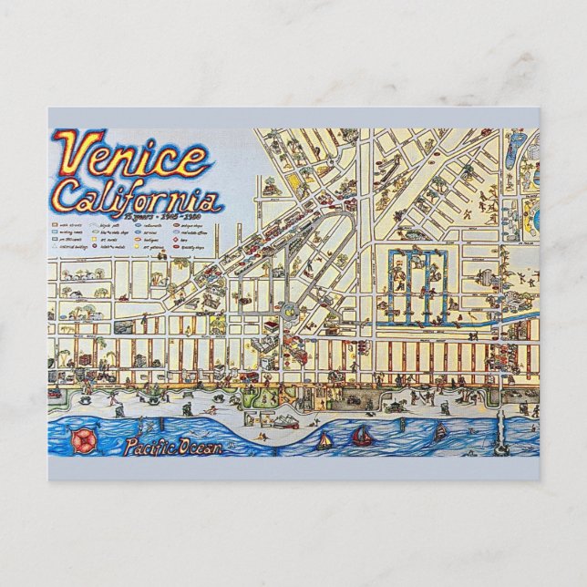 Cartão postal vintage Venice CA (Frente)