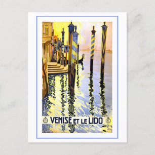Cartão Postal Vintage Venice, Itália, Poster de viagens