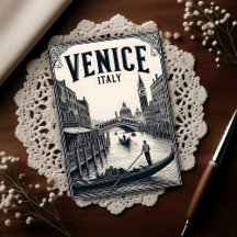 Vintage Venice Italy Gondola Travel