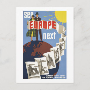 Cartão Postal Vintage Ver Europa Próximo Viagem