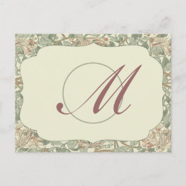 Cartão Postal Vintage Verde Suave William Morris Honeysuckle