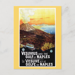 Cartão Postal Vintage Vesuvius Golfo de Nápoles viagem italiano