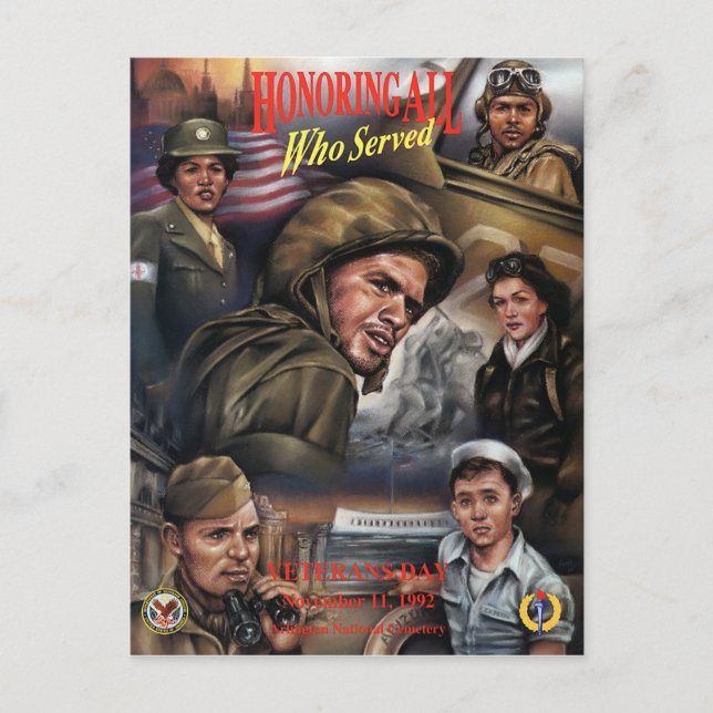 Cartão Postal Vintage Veterans Day, 1992 - (Frente)