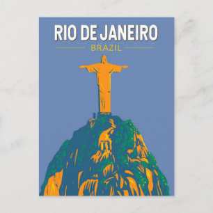 Cartão Postal Vintage Viagem de Arte do Brasil no Rio de Janeiro