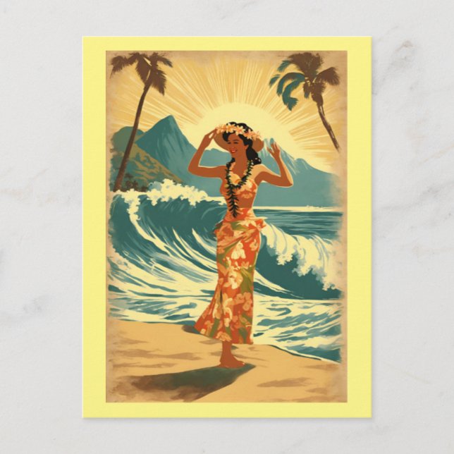 Cartão Postal Vintage Viagem Honolulu Médio Havaiano - Pacífico (Frente)