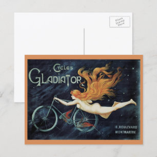 Cartão Postal Vintage Victorian Art Nouveau, Gladiator Cycles