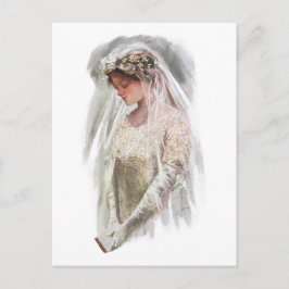 Cartão Postal Vintage Victorian Bride com a Bíblia Harrison Fish