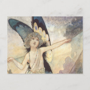 Cartão Postal Vintage Victorian Butterfly Fairy por Robinson