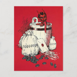 Cartão Postal Vintage Victorian Devil Money