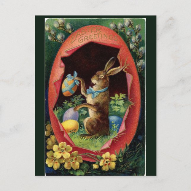Cartão Postal Vintage Victorian Easter Bunny (Frente)
